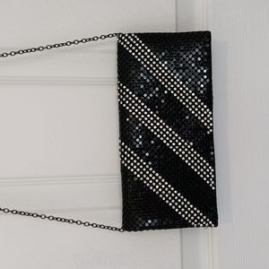 Small clutch purse w/ strap black and silver Evening Bag